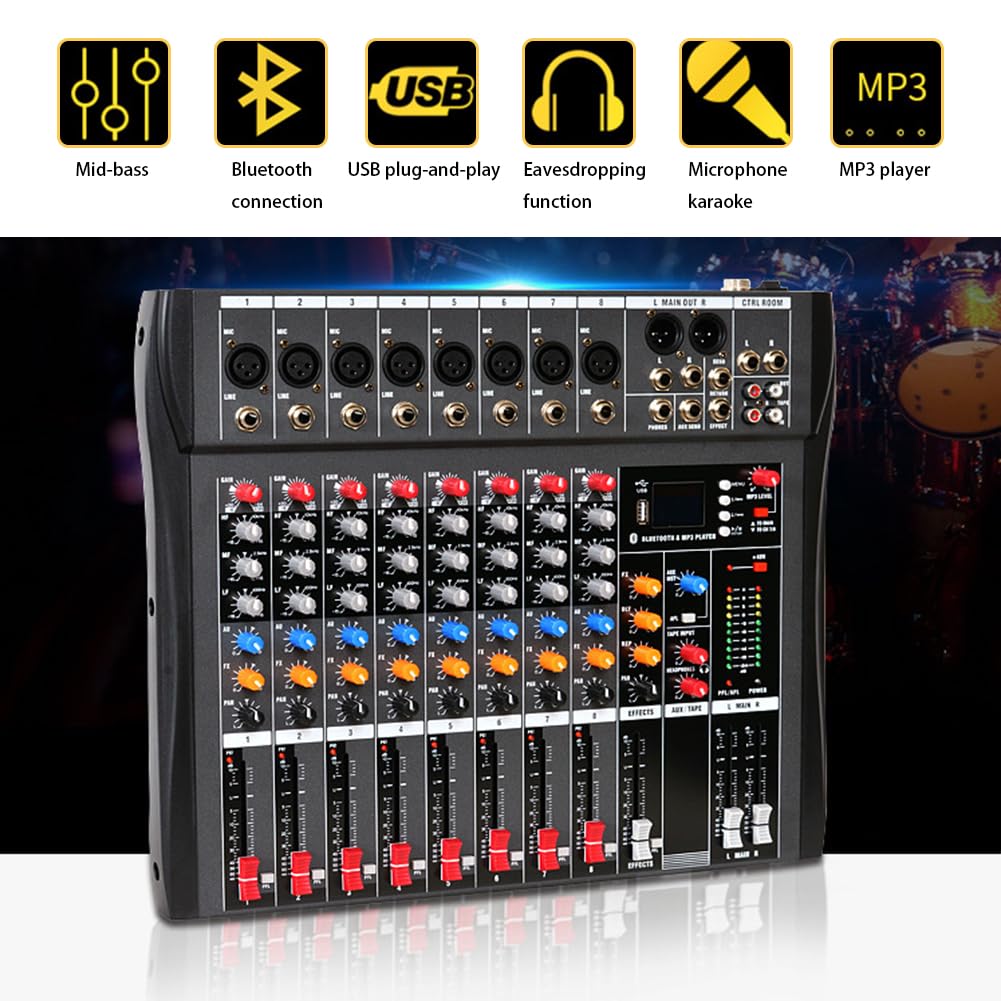 Amazon | 8 通道 オーディオミキサー DJミキサーオーディオ